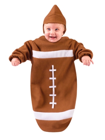 Baby dressed as football